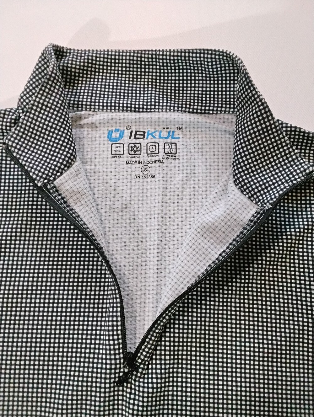 IBKUL 1/4 Zip Pullover Womens Small Black White Gingham Cooling Mesh Quick Dry - Picture 3 of 8